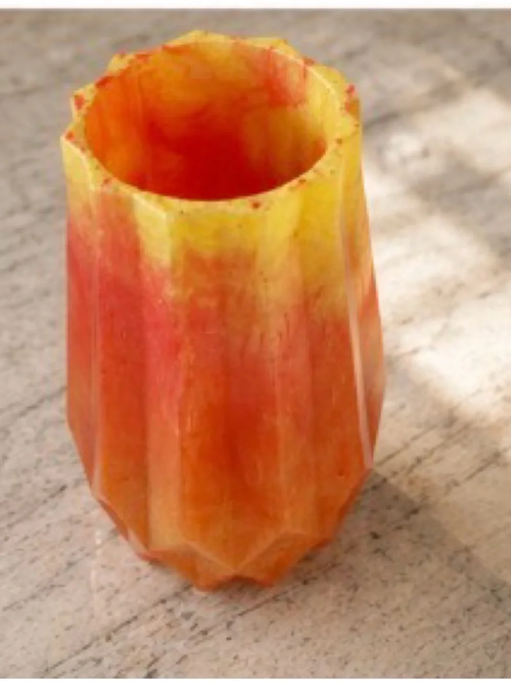 Gradient Orange & Yellow Faceted Decorative Vase